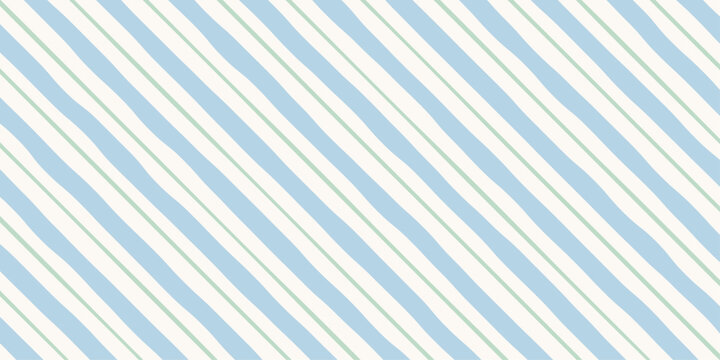 Watercolor blue diagonal stripes pattern. Hand drawn cute irregular line background. Modern organic print for wrapping paper, textile and fabric. Vector illustration