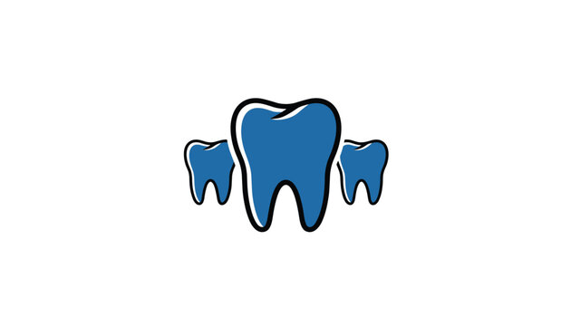 Minimalist blue dental icon displaying three stylized teeth representing professional healthcare and dentistry services.