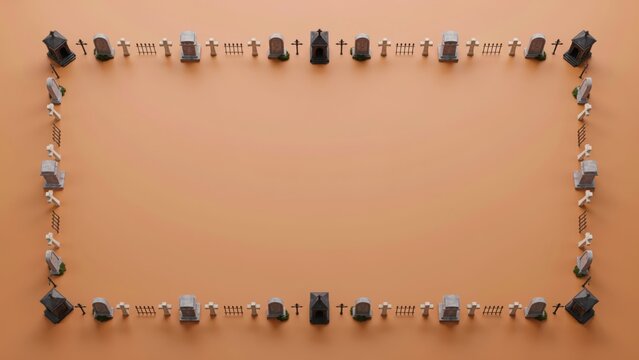 Chess pieces arranged in a rectangular frame on a solid light brown background