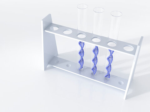 DNA in test tube rack, illustration