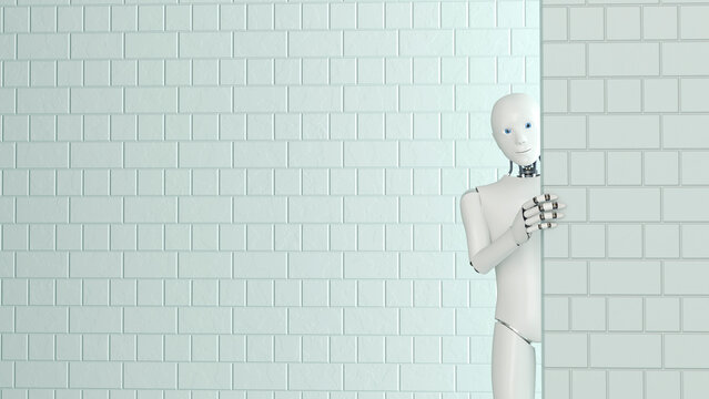Peeking robot, 3D Rendering