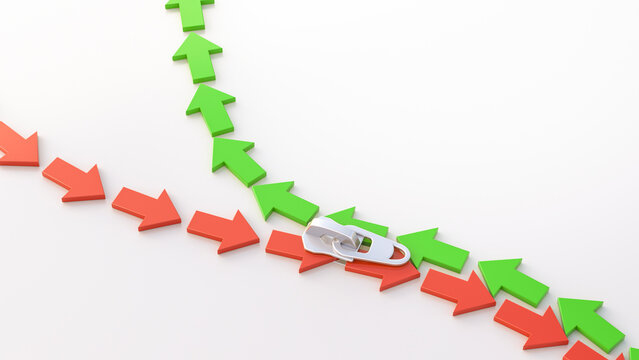 3D Illustration, zipper, arrows, up and down