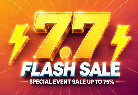Bright and eyecatching flash sale banner design with bold numbers and lightning bolts advertisement template