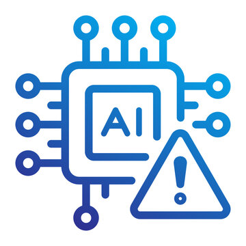 AI alert chip for risk management icon line gradient style