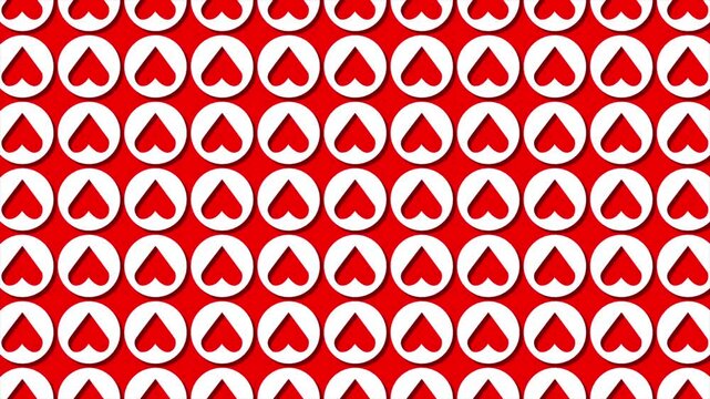 Red Hearts Pattern Badges Seamless Loop Background