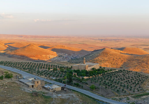 Turkey, Mardin, Mesopotamian plain and St Michael's Church