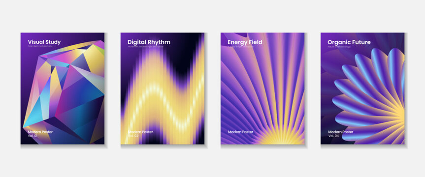 Abstract Gradient Poster Collection with Futuristic Geometric and Fluid Designs