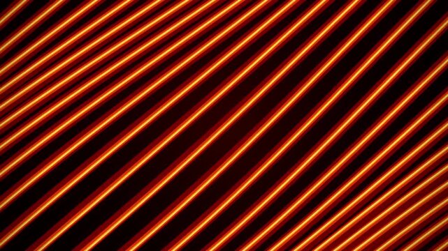Abstract glowing orange diagonal lines motion background, seamless loopable digital light pattern for modern tech presentations and visual effects