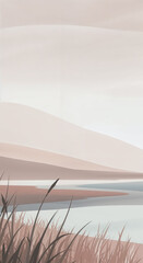 Obraz premium meadow landscape illustration wallpaper