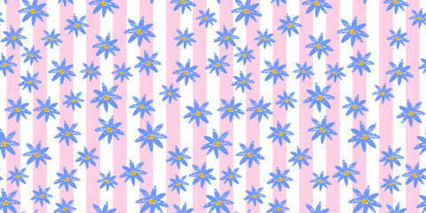 Fototapeta premium Gingham flower heart with daisy girly cute and vector seamless kawaii. Pattern plaid print with bg coquette damask and dot fashion fabric. Girl baby summer with pastel romantic pink.