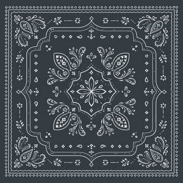 Vintage Boho Paisley Bandana Pattern Collection with Floral, Celestial and Ornamental Elements