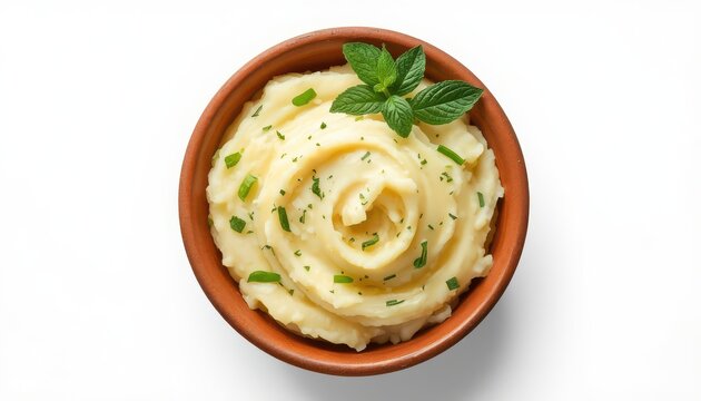 Mashed potatoes in a bowl isolated on white background