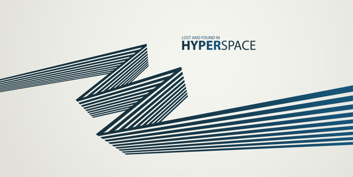 Lines in space perspective vector abstract background, optical illusion surreal art, aggressive shapes and speed feeling, dynamic forceful motion, op art.