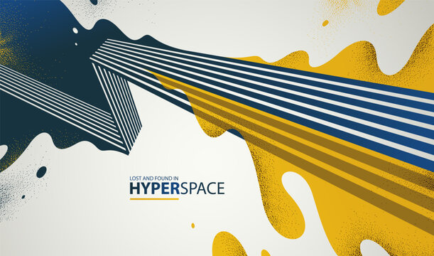 Dynamic vector abstract background, lines in perspective with energy blast of a lava fluid in 3D space, splash in motion, modern creative art wallpaper.