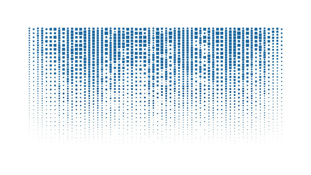 Blue and dark blue rectangular grid pattern with vertical lines and square blocks on a black background, for digital texture