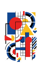 Obraz premium Bauhaus style geometric abstract art with primary colors.
