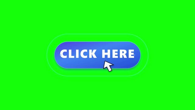Blue click here buttons with mouse cursor on green screen