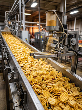 Process of coating a powder on chips in factory