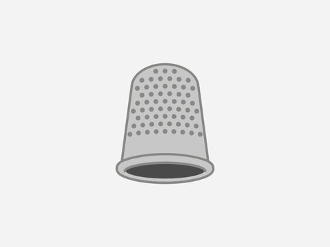 Grey colored sewing thimble illustration isolated on light background.
