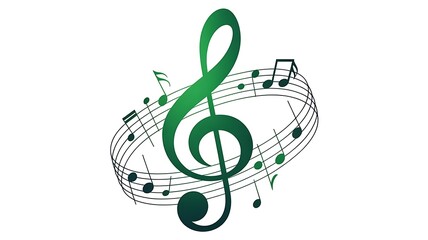 Fototapeta premium A Detailed 3D Rendering Of A Chrome Water Musical Treble Clef Symbol With Floating Notes