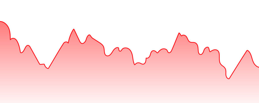 Red energetic wave graph with gradient fill perfect for emergency or high priority alert on transparent background.