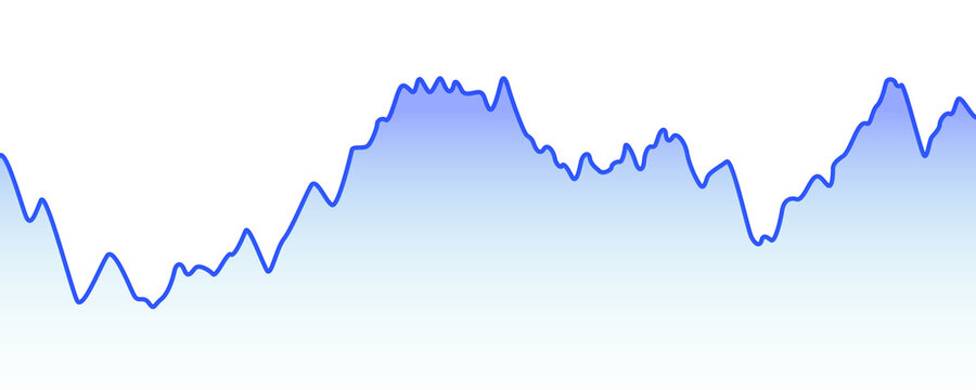 Blue wave line chart isolated on transparent grid background for financial data analysis.