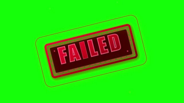 Failed rubber stamp animation on green screen background