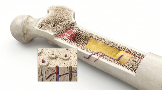 3D Cross Section Anatomy of Human Long Bone and Marrow