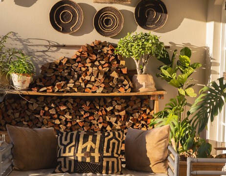 firewood sucked on shelf at sunset