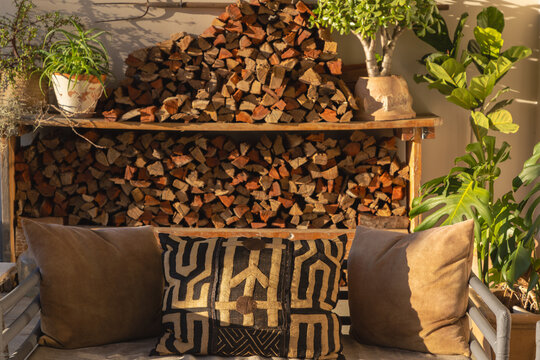 firewood sucked on shelf at sunset