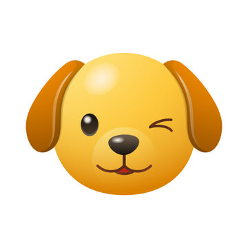 Dog Winking Emoji Cartoon Icon