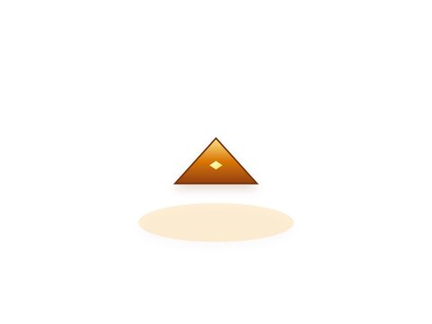 A golden triangular pyramid icon floating above a soft illuminated circle