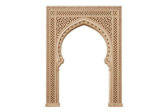 Tall carved ornamental pointed arch with intricate geometric decoration