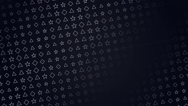 Abstract digital UIX geometric pattern with star and triangle shapes on dark navy background