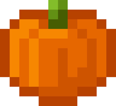 Pumpkin vegetable icon or emoticon in a video game sprite pixel art style. 