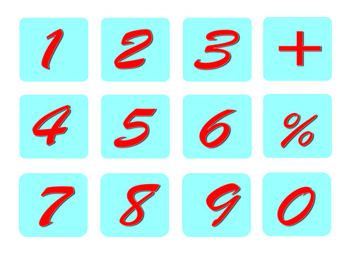 set of numbers, Set of colorful numbers 0 to 9 isolated on white background.