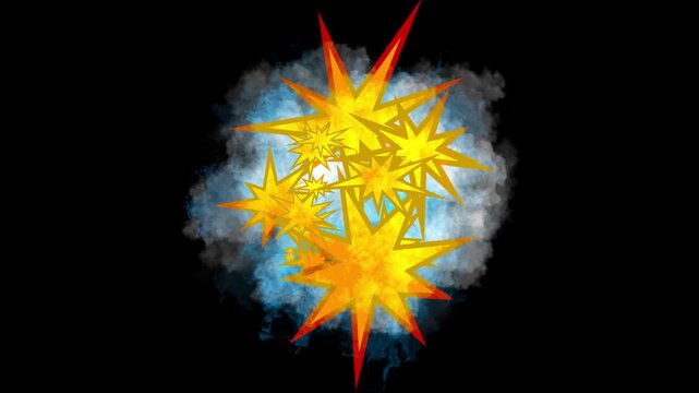 Funny Cartoon Fighting Punch and Impact Effects. Animated Brawl Dust Cloud with Punch Impact. Cartoon Combat Punch Effect.