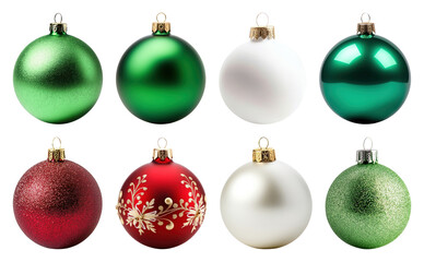 Obraz premium PNG Colorful festive Christmas ornaments, element set on transparent background