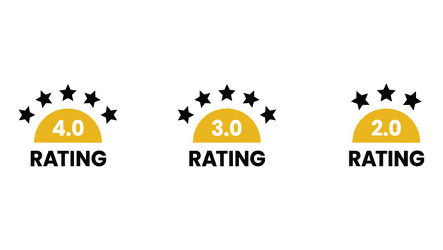 Star Rating System Icons: A collection of three star rating icons representing 4.0, 3.0, and 2.0, indicating customer satisfaction or product quality assessment.