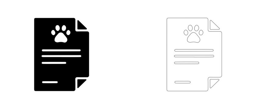 Pet ownership agreement form vector icon filled and outline, adoption contract and legal form symbol.