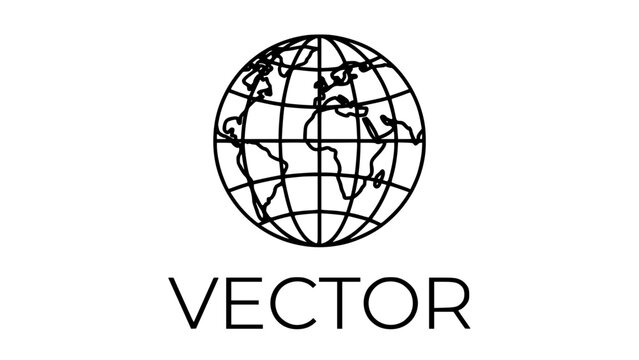 Minimalist globe vector icon with vector text label Vector