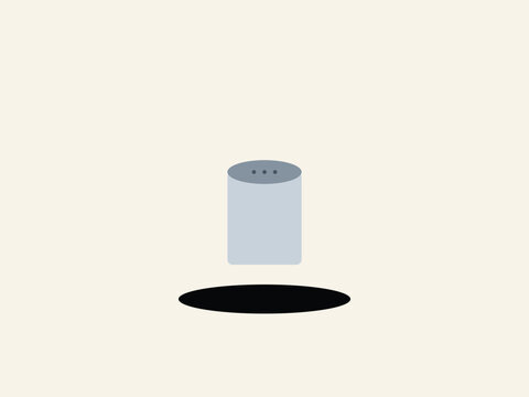 Minimalist illustration of a light blue salt shaker on beige background