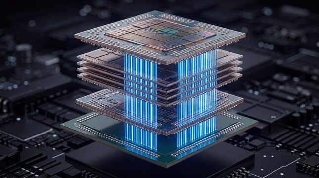 Futuristic microchip conceptual image showcasing advanced technology and innovation in computing.