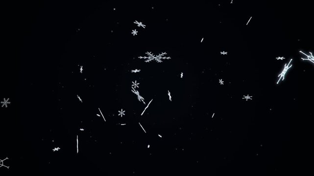 Neon Pink Crystal Snowflakes Falling Loop Motion Background 4k video