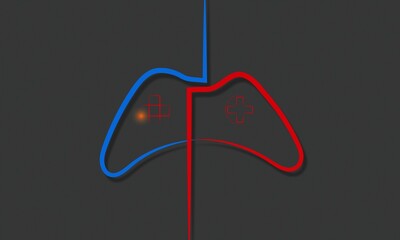 Minimal Abstract Red and Blue Gamepad Design © siavash