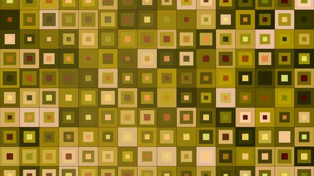 low-fidelity mid-century modern inspired geometric pattern squares in a palette of borwn and olive tones, loopable background animation
