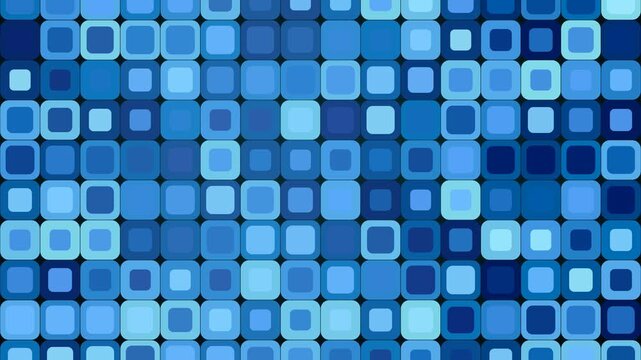 modern pattern of blue rounded squares forms a vibrant abstract background, perfect for contemporary digital designs, loopable anination