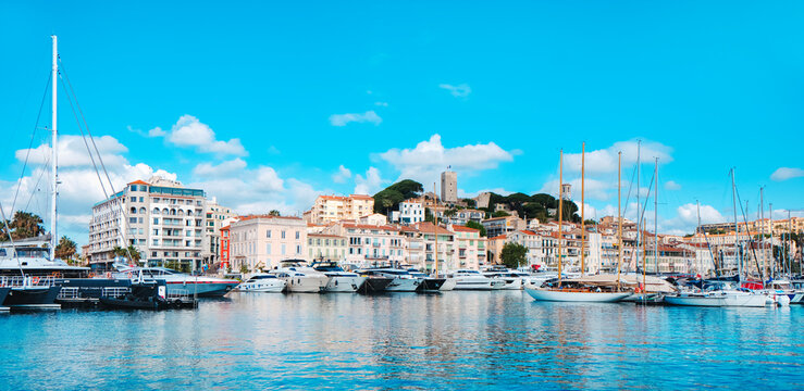 Cannes Old Port and Le Suquet skyline