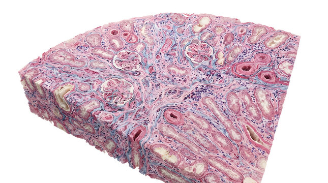 Progressive Renal Fibrosis &ndash; Chronic Kidney Disease Medical Pathology Illustration