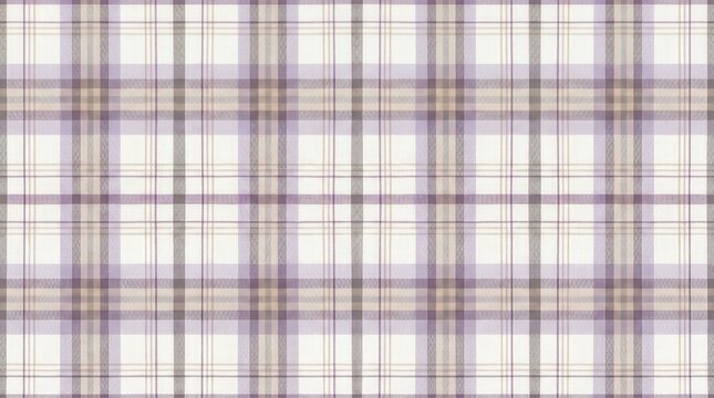 Seamless plaid pattern with muted lavender and beige tones classic tartan textile background